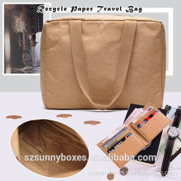 Large Capacity Reusable Kraft Paper Zipper Shopping Bag With Shoulder Strap